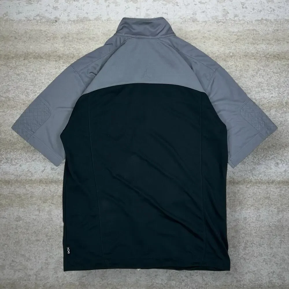 Vintage Y2K Jordan Track Jacket Mens M Grey Black Short Sleeve Polyester Zip
